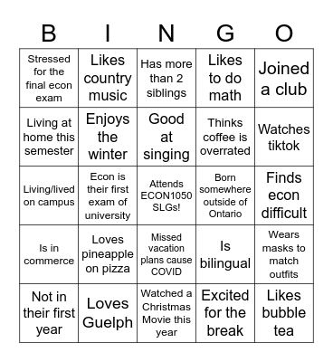 SLG Icebreaker Bingo Dec 3rd Bingo Card