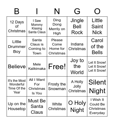 Pinnacle Christmas BINGO Card