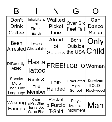 UNION BINGO Card