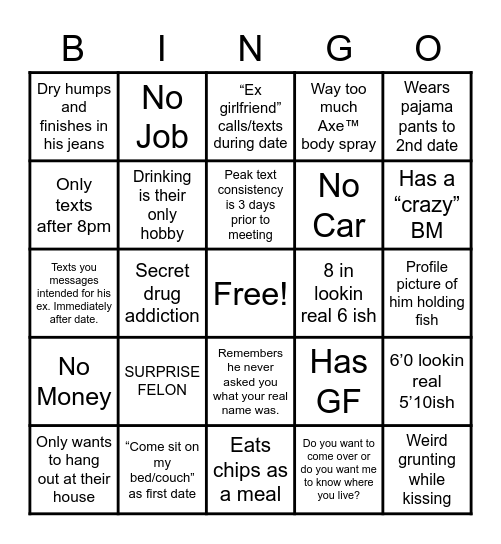 Dating in 2020 Bingo Card