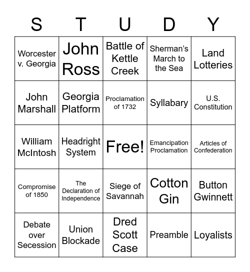 Semester One Review 2 Bingo Card