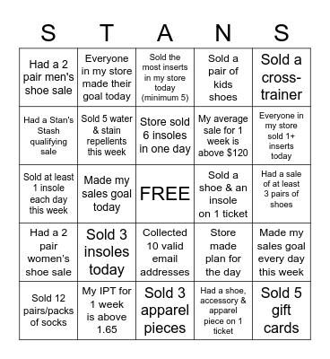 Stan's December Bingo Card