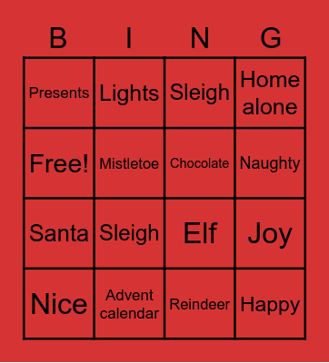 Christmas bingo! Bingo Card