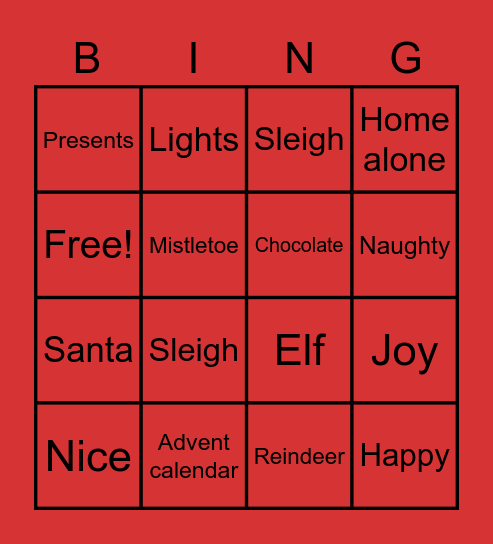Christmas bingo! Bingo Card