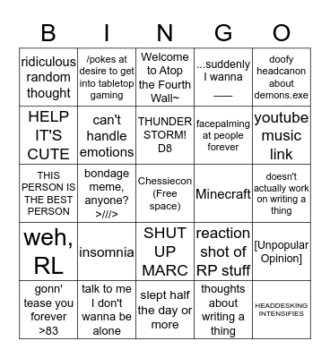 Saria Bingo Card
