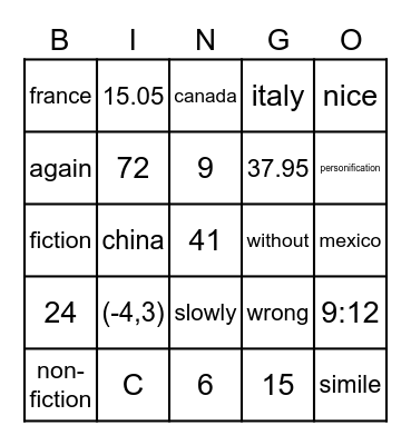 Bingo Card