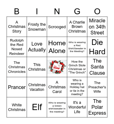 Holiday Movie Quote Bingo Card
