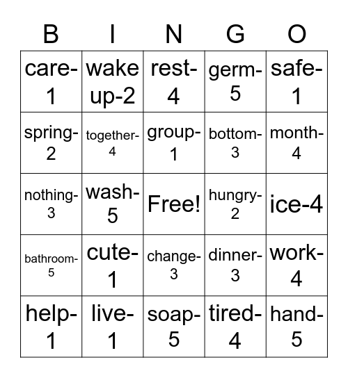 reading future-dream 1-unit 1~5 Bingo Card