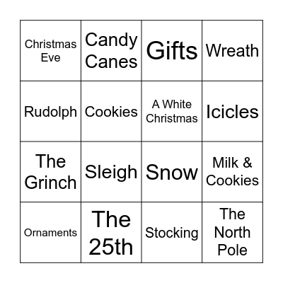 Christmas / Winter Bingo Card