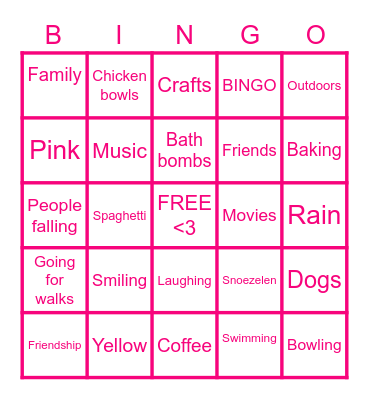 STEPHANIE'S FAVOURITE THINGS Bingo Card