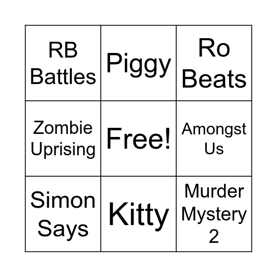 ROBLOX Bingo Card