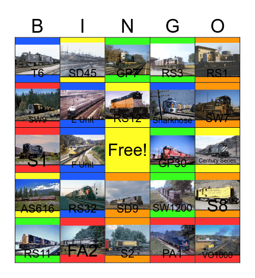 Classic North American Diesel Bingo Card