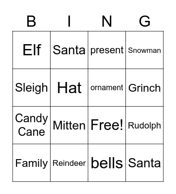 Christmas Bingo Card