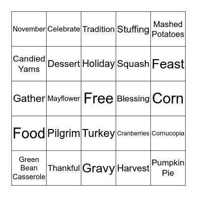 Thanksgiving Bingo Card