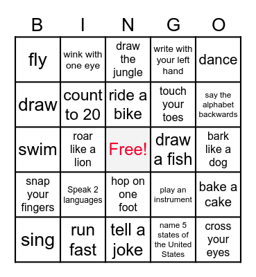 Can You? Bingo Card
