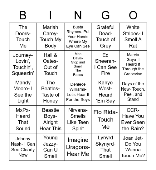 Total-Quiz.com Presents Radio Bingo: The Senses Bingo Card