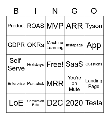 Postclick AHOD Bingo Card Bingo Card