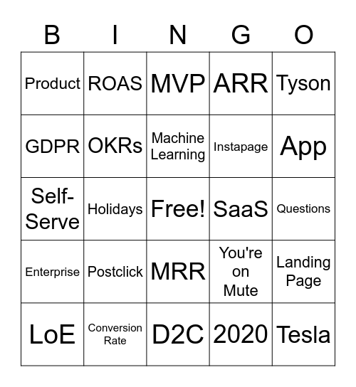 Postclick AHOD Bingo Card Bingo Card