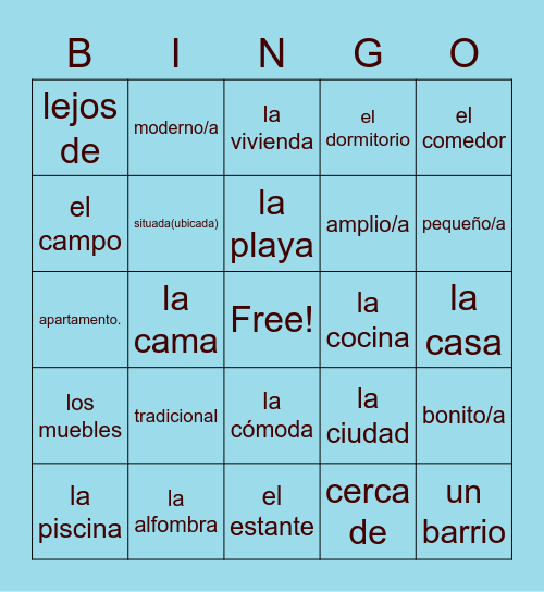 La Casa Bingo Card