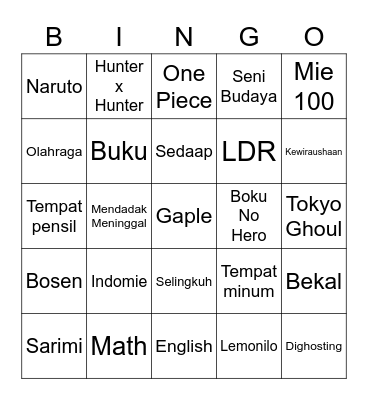 Kici's Bingo Card