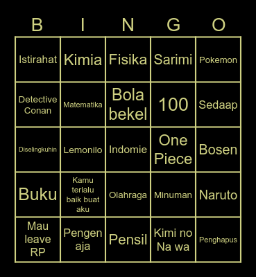 BAEK YERIN Bingo Card