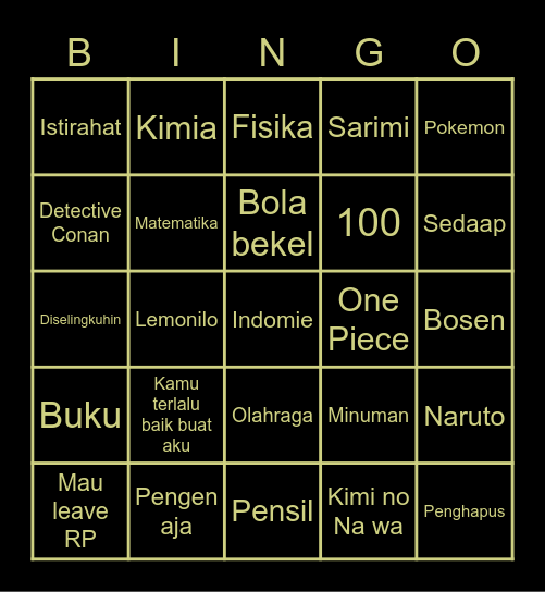 BAEK YERIN Bingo Card