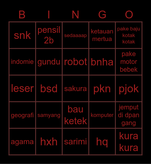 😎 Bingo Card