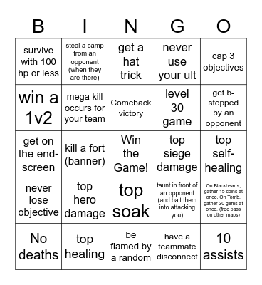 HOTS Bingo Card