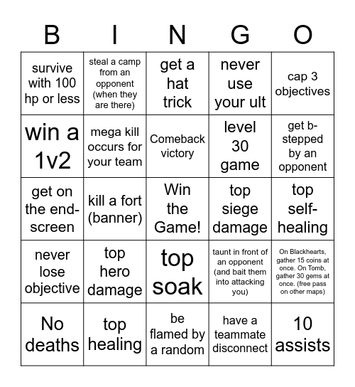 HOTS Bingo Card