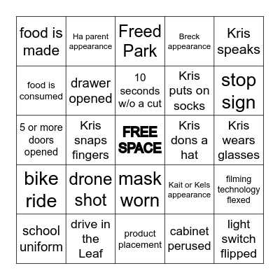 Trinitea Moments Bingo Card