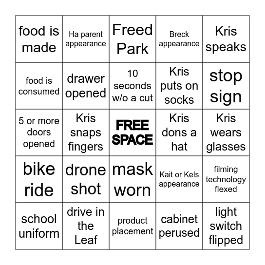 Trinitea Moments Bingo Card