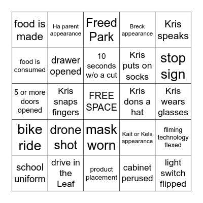 Trinitea Moments Bingo Card