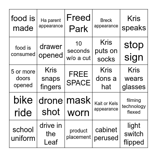 Trinitea Moments Bingo Card