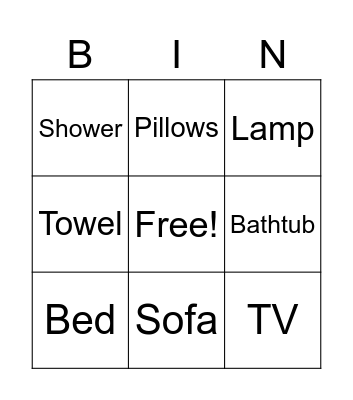 Things in a house Bingo Card