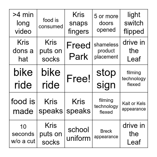 Moments Bingo Card