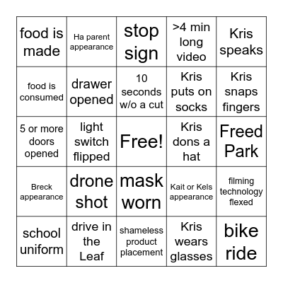 Trinitea Moments Bingo Card