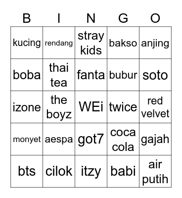 Bingo Winnie Bingo Card