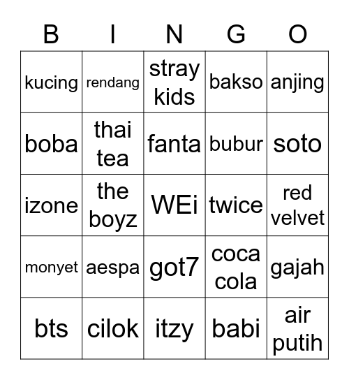 Bingo Winnie Bingo Card