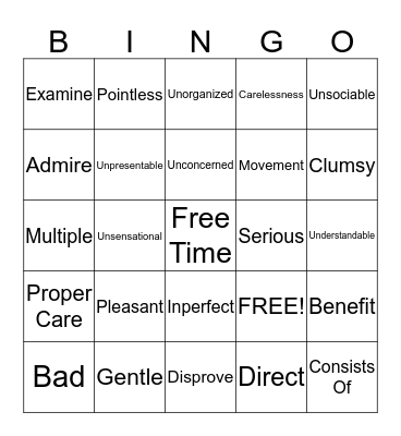 Avid Vocabulary  Bingo Card