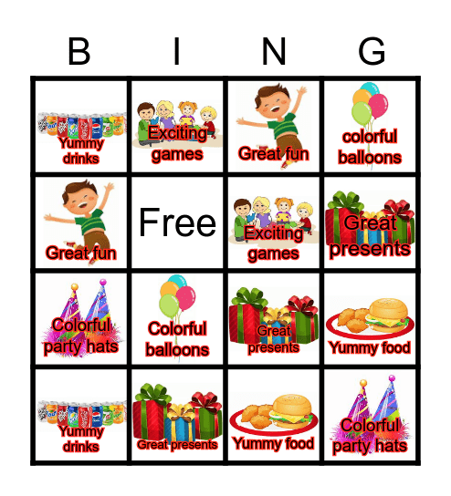 What's a Party About? Bingo Card