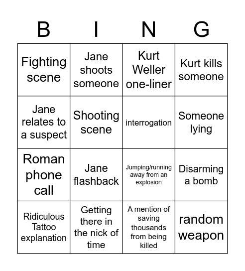 Blindspot Bingo Card