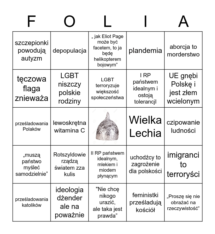 Foliarskie bingo na wykłady Bingo Card