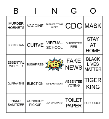 Farewell to 2020 Bingo Card