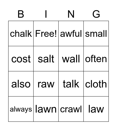 spelling words list 10 Bingo Card