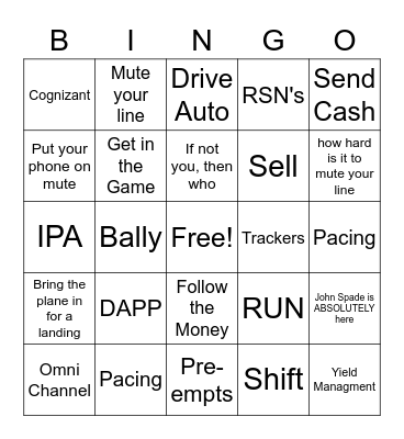 MONDAY CALL BINGO Card