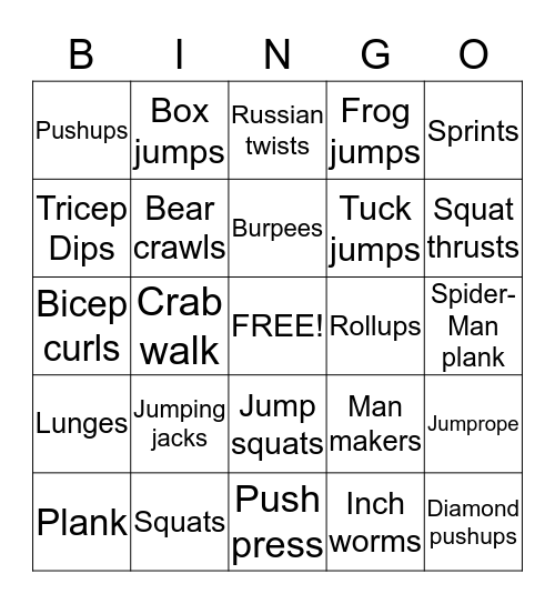 BOOTCAMP Bingo Card