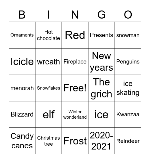 Winter Bingo Card