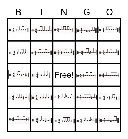 EASY RHYTHM Bingo Card