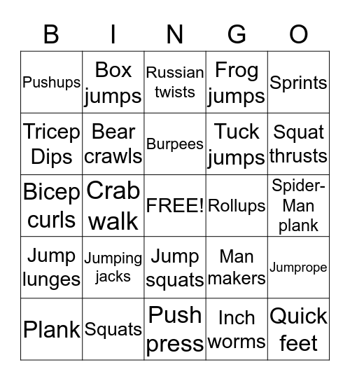 BOOTCAMP Bingo Card