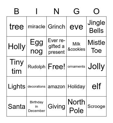 Holiday Bingo Card